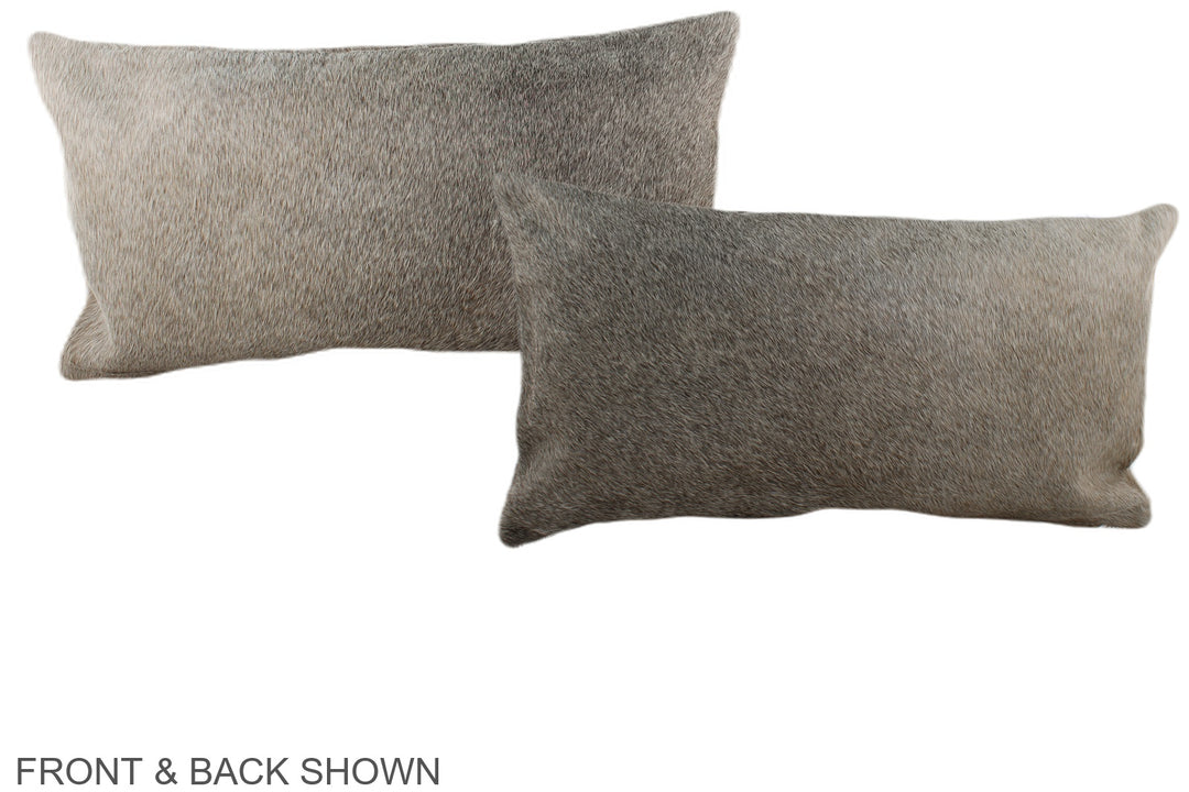 Grey with Beige 12"x22" Brazilian Cowhide Pillow #A38431 by Hudson Hid
