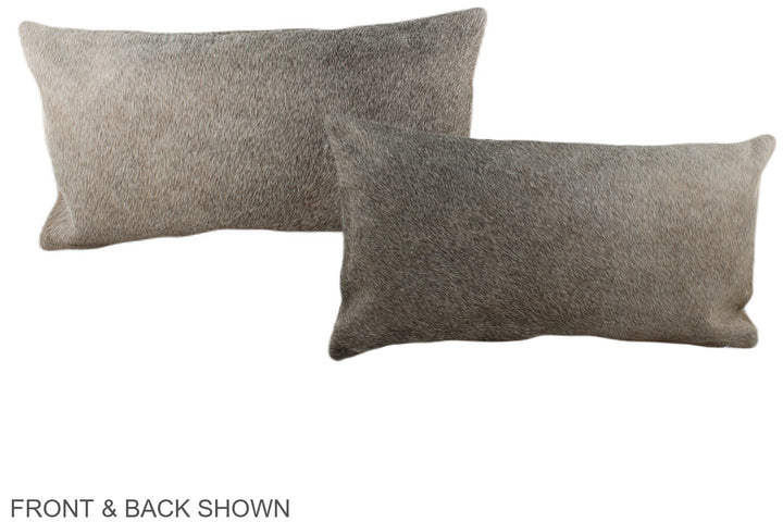 Grey with Beige 12"x22" Brazilian Cowhide Pillow #A38431 by Hudson Hides