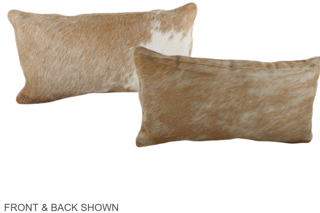 Beige and White 12"x22" Brazilian Cowhide Pillow #A38440 by Hudson Hid