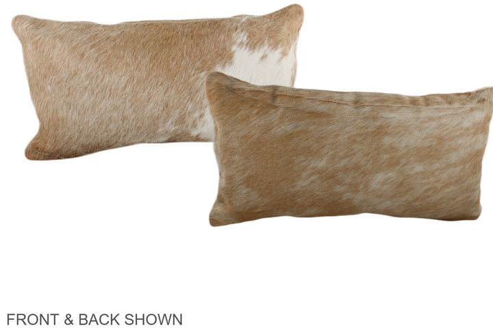Beige and White 12"x22" Brazilian Cowhide Pillow #A38440 by Hudson Hides