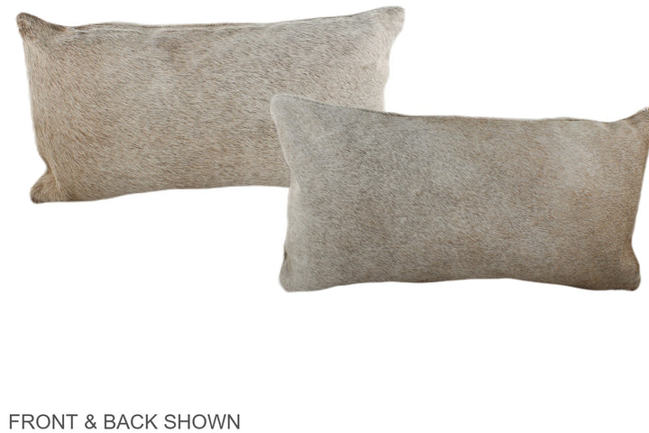Grey with Beige 12"x22" Brazilian Cowhide Pillow #A38442 by Hudson Hides