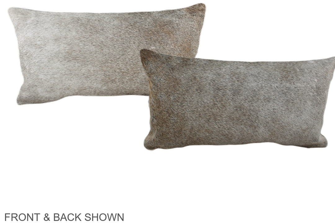 Grey with Beige 12"x22" Brazilian Cowhide Pillow #A38444 by Hudson Hid