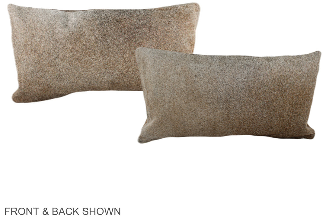 Grey with Beige 12"x22" Brazilian Cowhide Pillow #A38453 by Hudson Hid