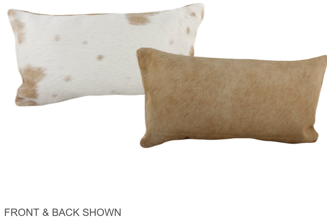 Beige and White 12"x22" Brazilian Cowhide Pillow #A38454 by Hudson Hid