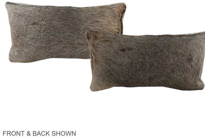 Grey with Beige 12"x22" Brazilian Cowhide Pillow #A38455 by Hudson Hides