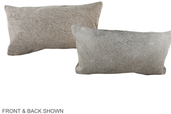 Grey with Beige 12"x22" Brazilian Cowhide Pillow #A38457 by Hudson Hides