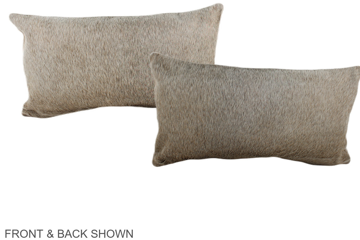 Grey with Beige Cowhide Pillow #A38459