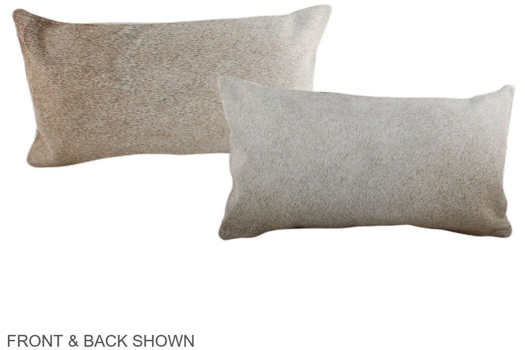 Grey with Beige 12"x22" Brazilian Cowhide Pillow #A38462 by Hudson Hid