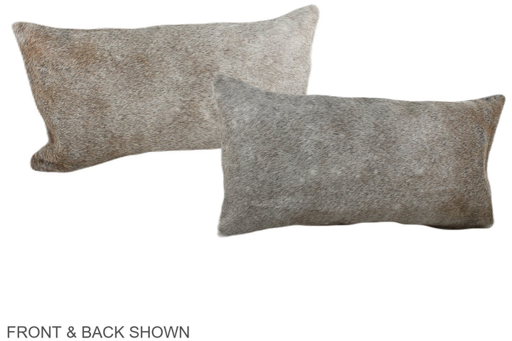 Grey with Beige 12"x22" Brazilian Cowhide Pillow #A38466 by Hudson Hides