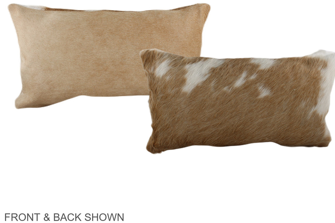 Beige and White 12"x22" Brazilian Cowhide Pillow #A38468 by Hudson Hid