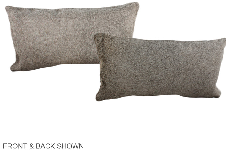 Grey with Beige 12"x22" Brazilian Cowhide Pillow #A38469 by Hudson Hides