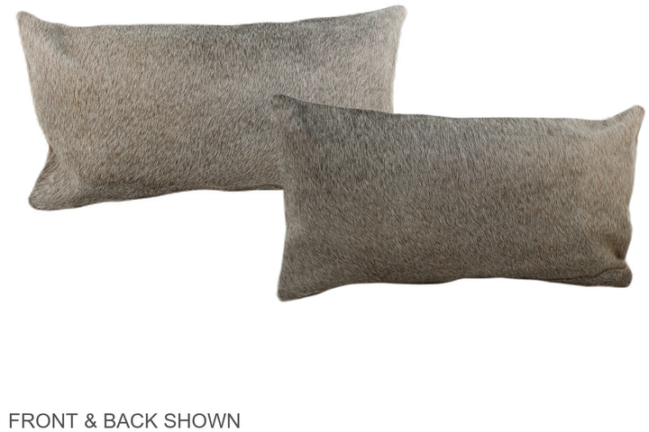 Grey with Beige 12"x22" Brazilian Cowhide Pillow #A38473 by Hudson Hides