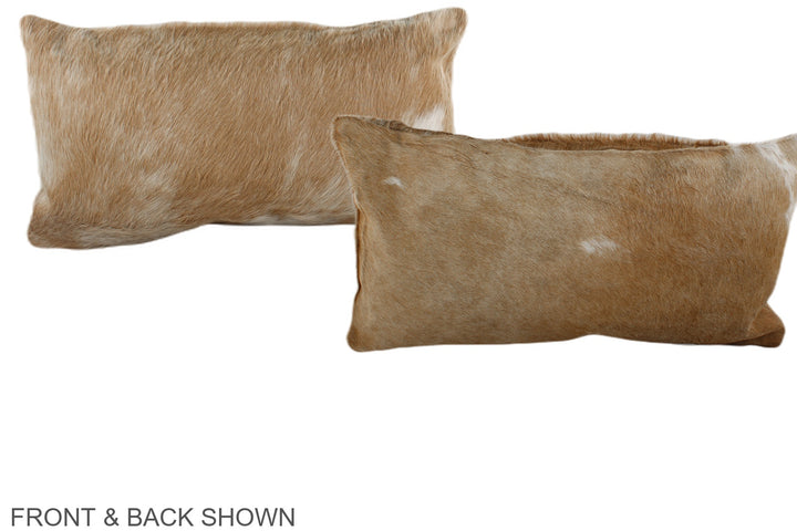 Beige and White 12"x22" Brazilian Cowhide Pillow #A38475 by Hudson Hides