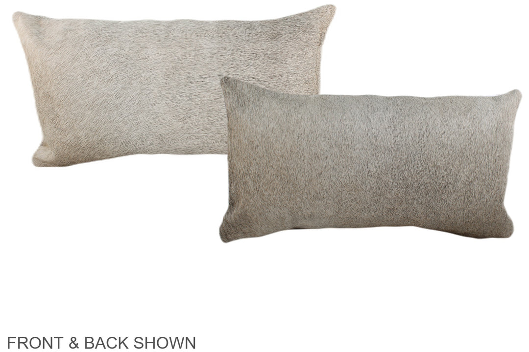 Grey with Beige 12"x22" Brazilian Cowhide Pillow #A38476 by Hudson Hid