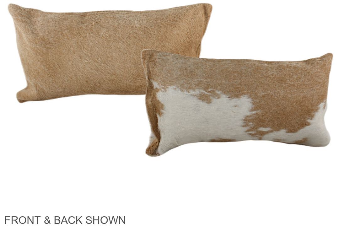 Beige and White 12"x22" Brazilian Cowhide Pillow #A38478 by Hudson Hid