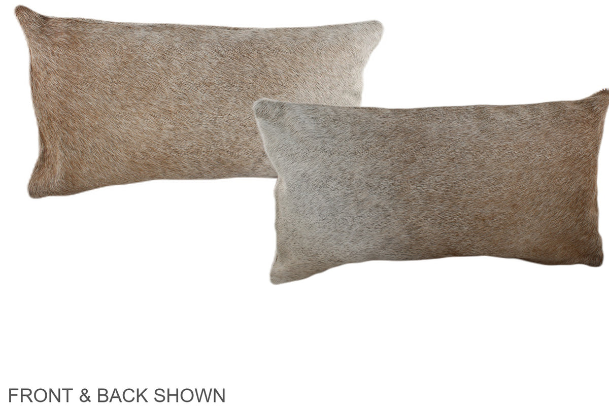 Grey with Beige Cowhide Pillow #A38479