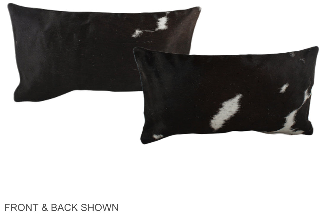 Black and White 12"x22" Brazilian Cowhide Pillow #A38481 by Hudson Hid
