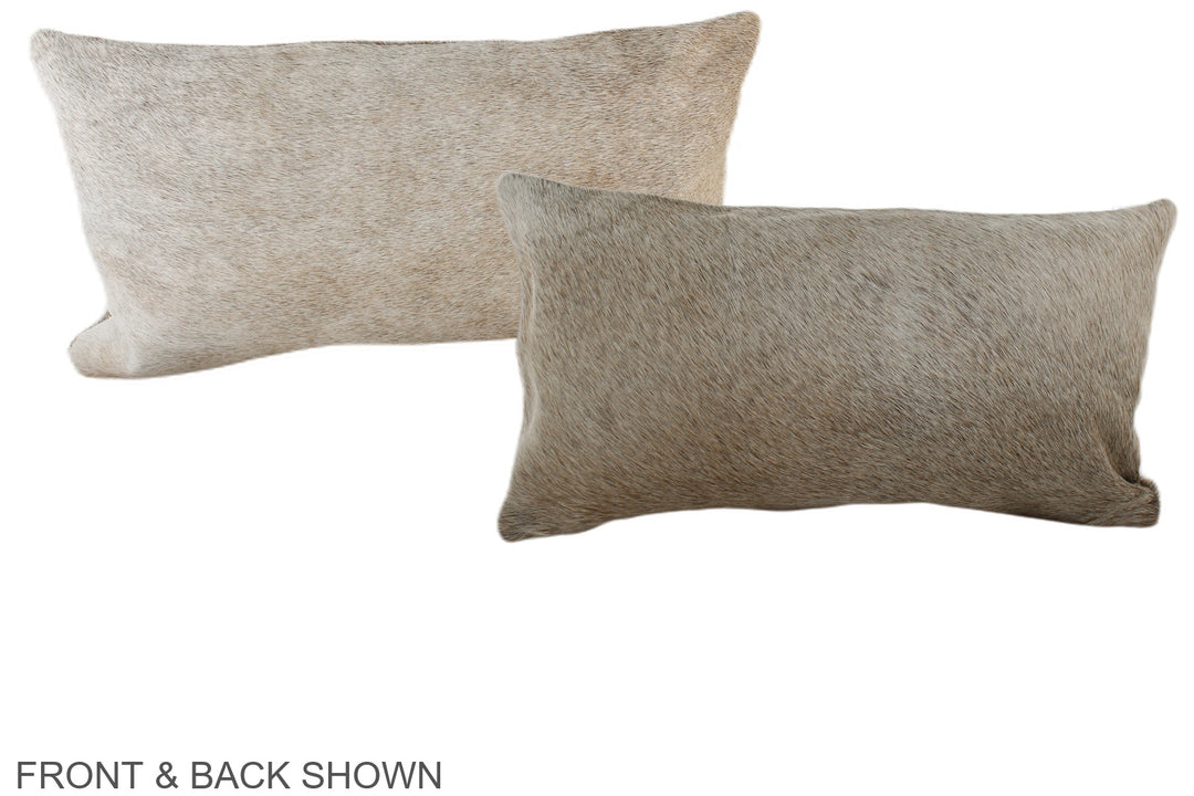 Grey with Beige 12"x22" Brazilian Cowhide Pillow #A38482 by Hudson Hid
