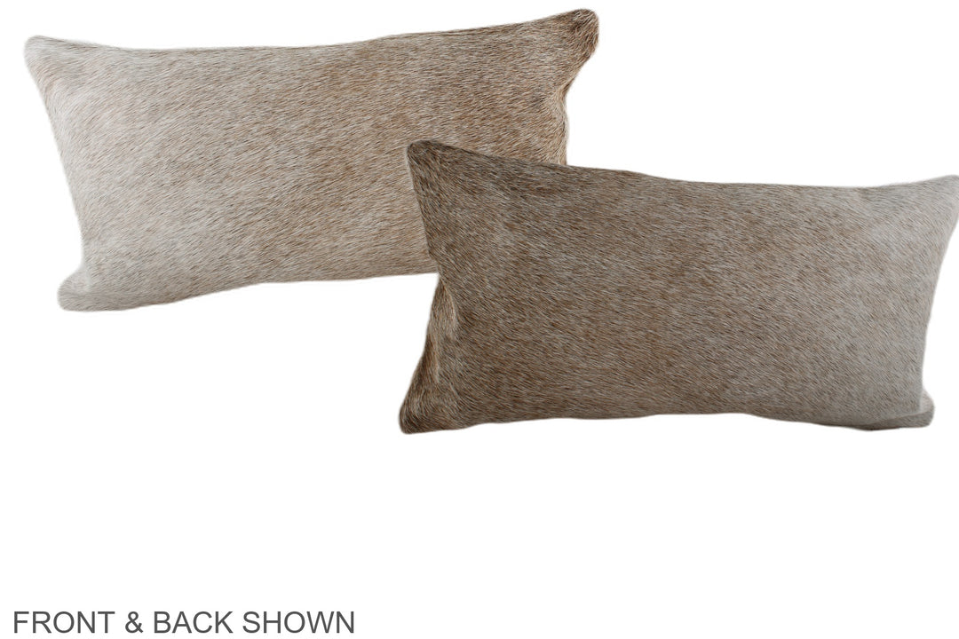 Grey with Beige 12"x22" Brazilian Cowhide Pillow #A38486 by Hudson Hid