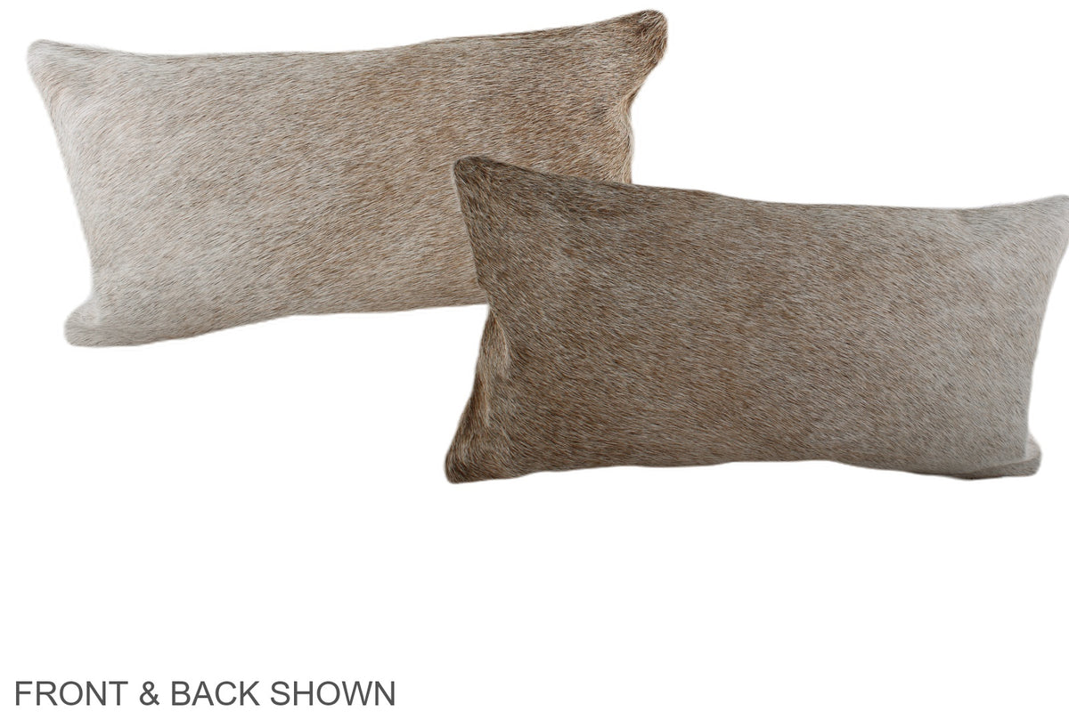 Grey with Beige Cowhide Pillow #A38486
