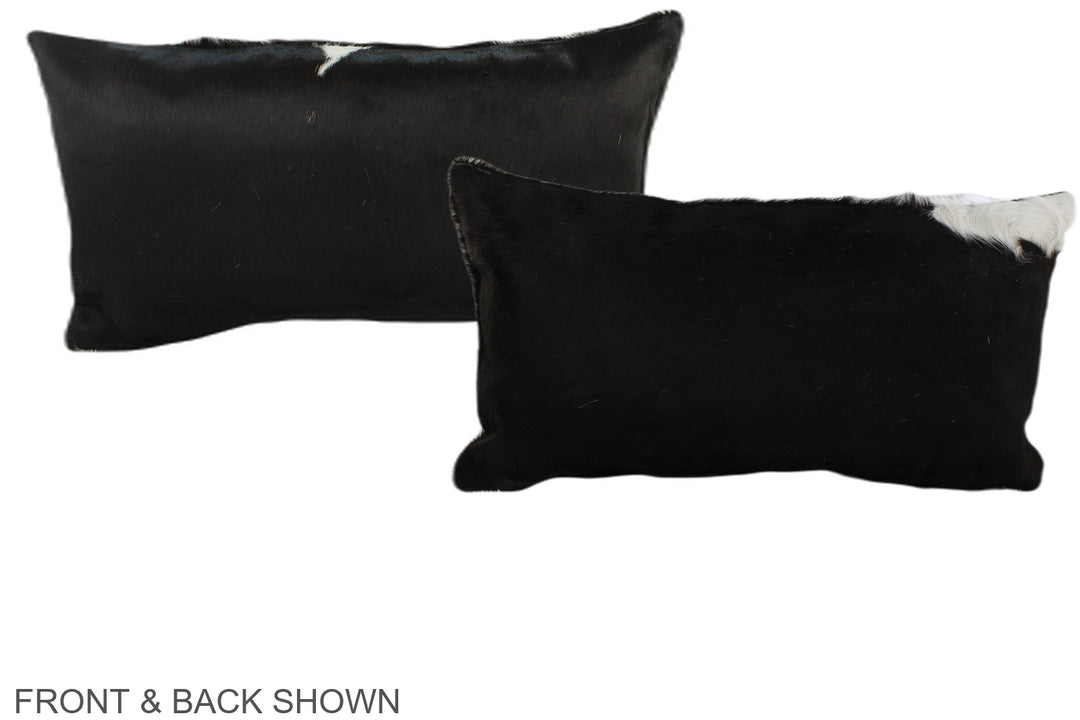 Black and White 12"x22" Brazilian Cowhide Pillow #A38492 by Hudson Hid