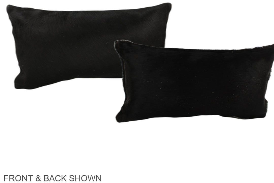 Solid Black 12"x22" Brazilian Cowhide Pillow #A38508 by Hudson Hides