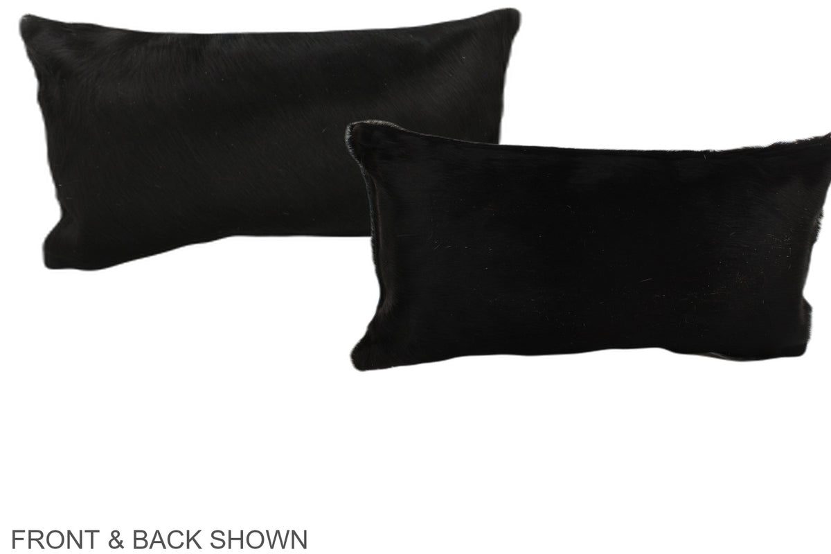 Solid Black Cowhide Pillow #A38508