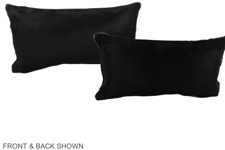 Solid Black 12"x22" Brazilian Cowhide Pillow #A38508 by Hudson Hides