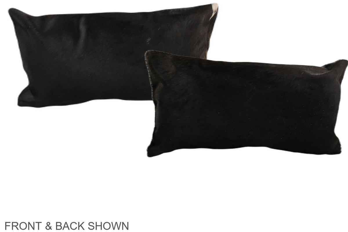 Solid Black Cowhide Pillow #A38514