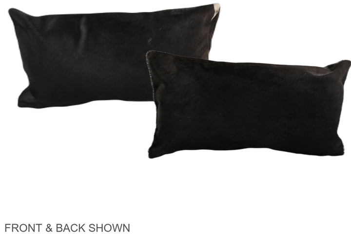 Solid Black 12"x22" Brazilian Cowhide Pillow #A38514 by Hudson Hides