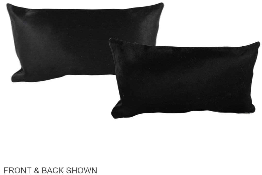 Solid Black 12"x22" Brazilian Cowhide Pillow #A38517 by Hudson Hides