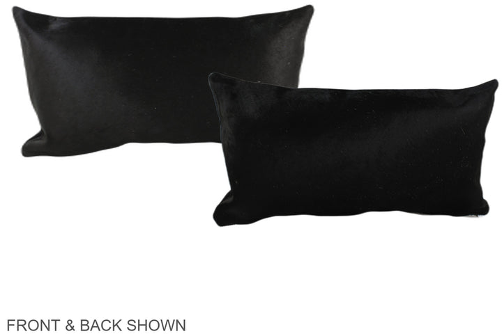 Solid Black 12"x22" Brazilian Cowhide Pillow #A38517 by Hudson Hides