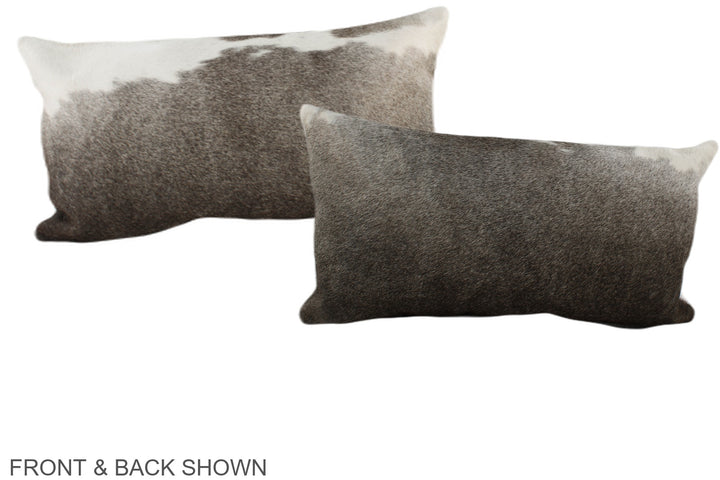 Grey with White 12"x22" Brazilian Cowhide Pillow #A38518 by Hudson Hides
