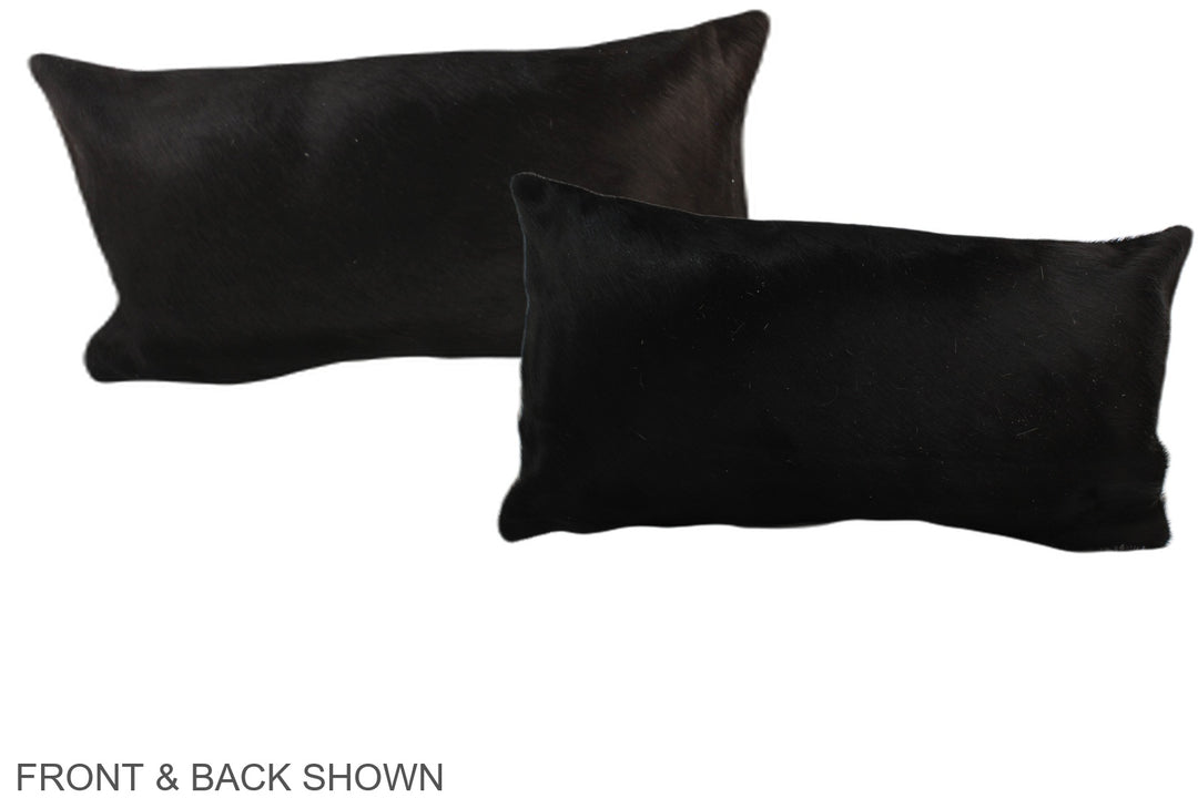 Solid Black 12"x22" Brazilian Cowhide Pillow #A38523 by Hudson Hides