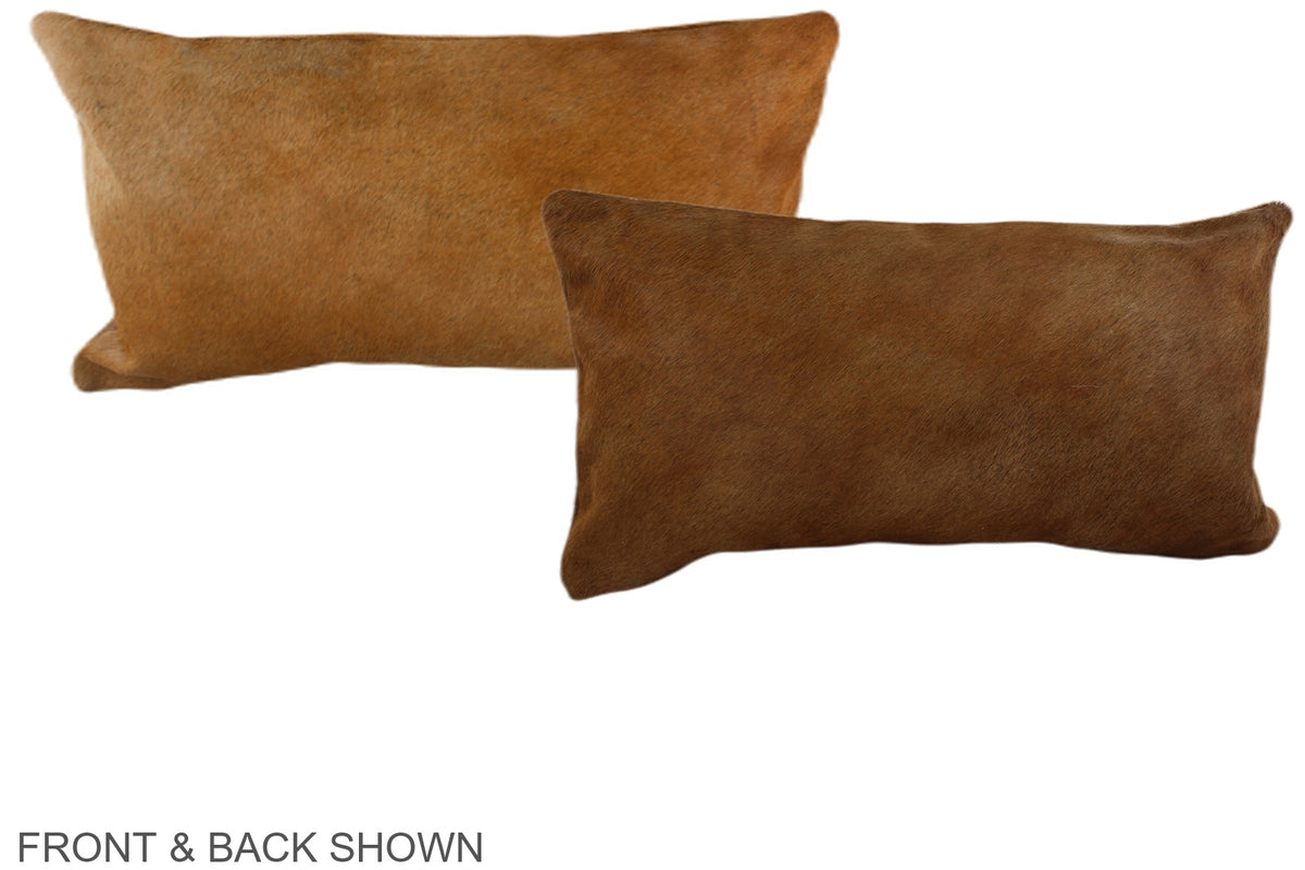 Solid Brown Cowhide Pillow #A38524