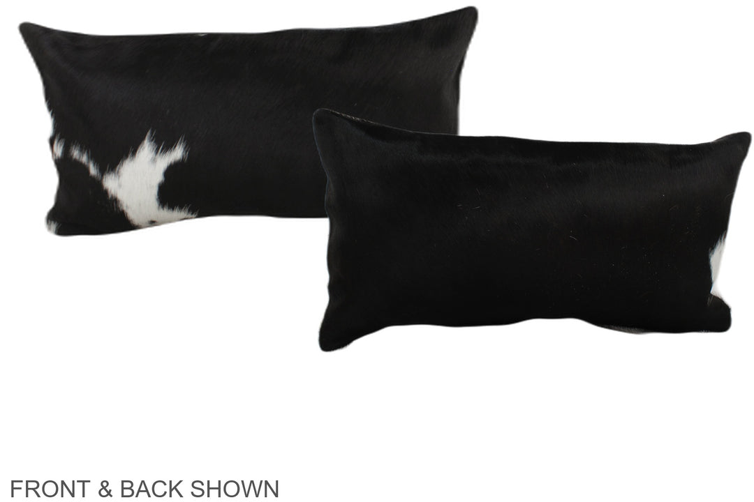 Black and White 12"x22" Brazilian Cowhide Pillow #A38525 by Hudson Hid
