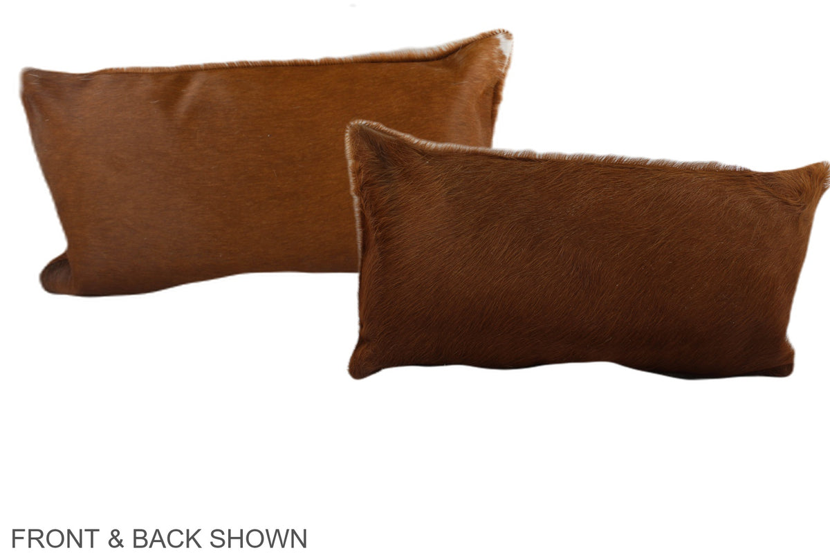 Solid Brown Cowhide Pillow #A38526