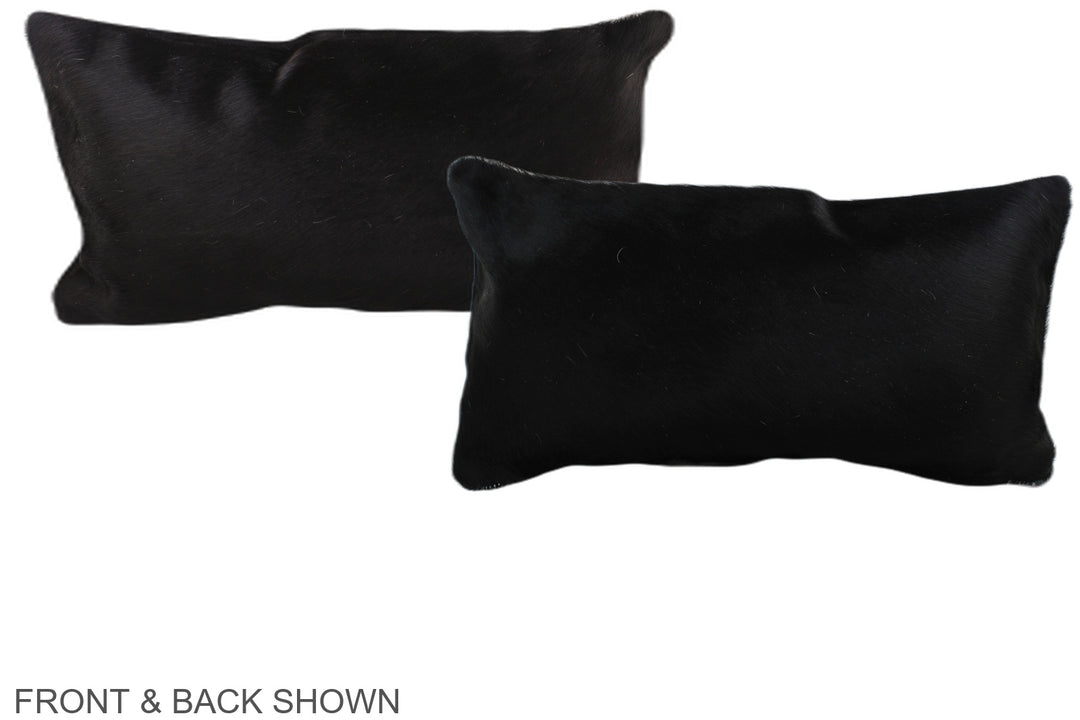 Solid Black 12"x22" Brazilian Cowhide Pillow #A38528 by Hudson Hides
