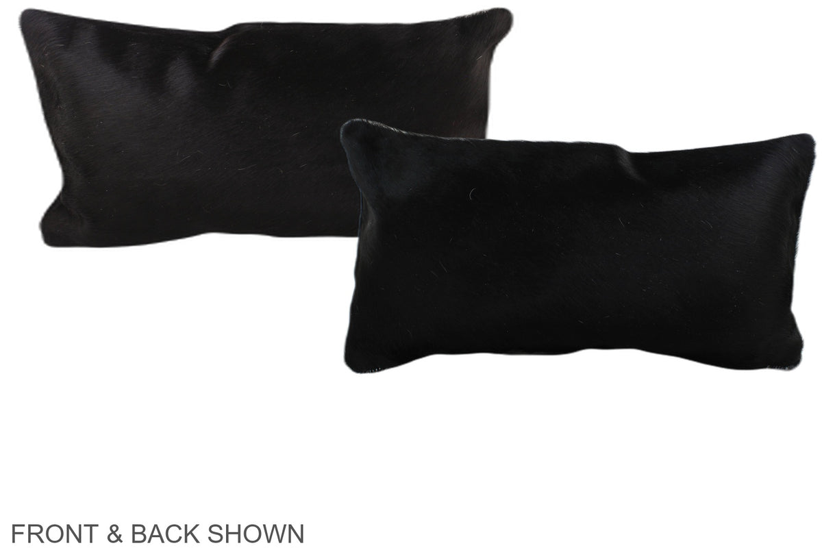 Solid Black Cowhide Pillow #A38528