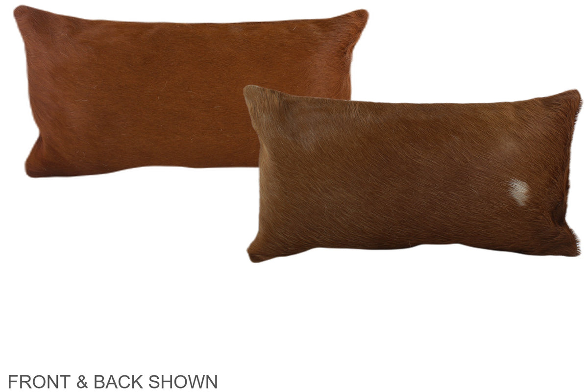 Solid Brown Cowhide Pillow #A38529