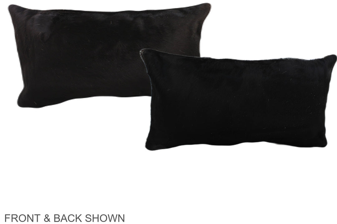 Solid Black 12"x22" Brazilian Cowhide Pillow #A38533 by Hudson Hides