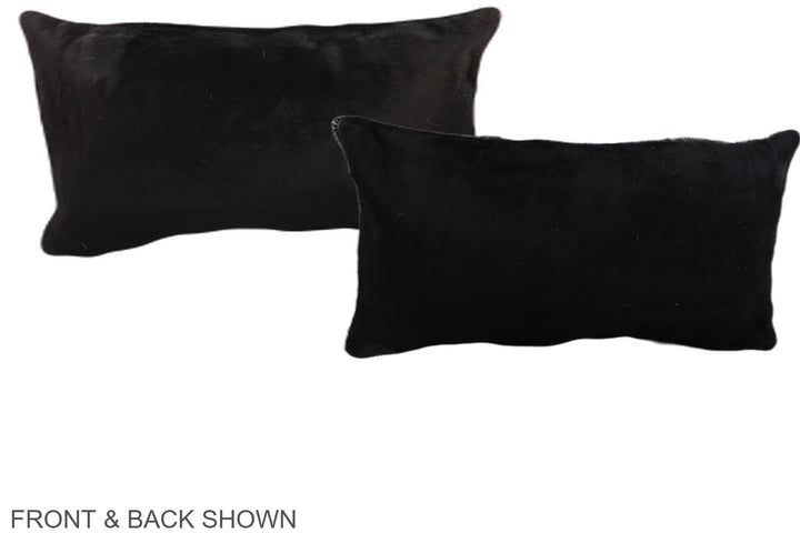 Solid Black 12"x22" Brazilian Cowhide Pillow #A38533 by Hudson Hides