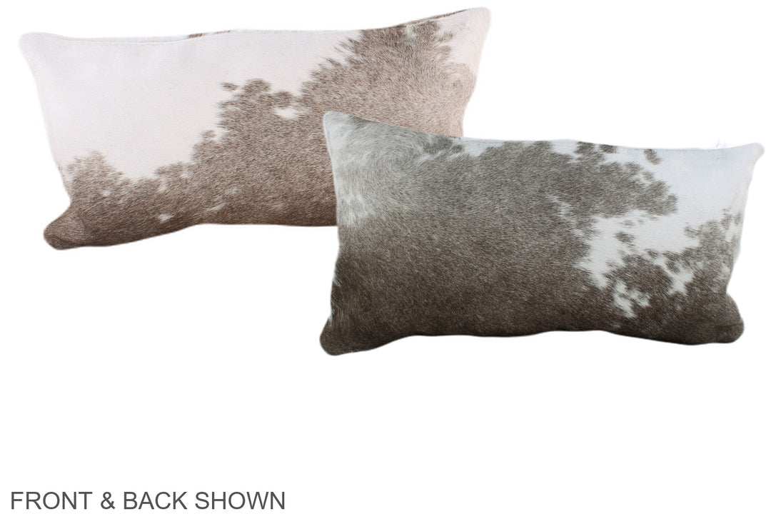 Grey with White 12"x22" Brazilian Cowhide Pillow #A38535 by Hudson Hid