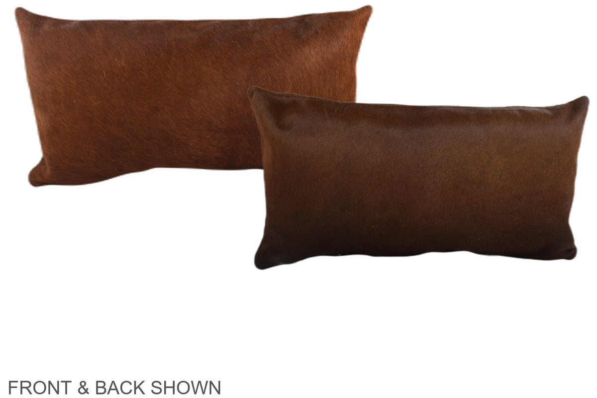 Solid Brown Cowhide Pillow #A38536