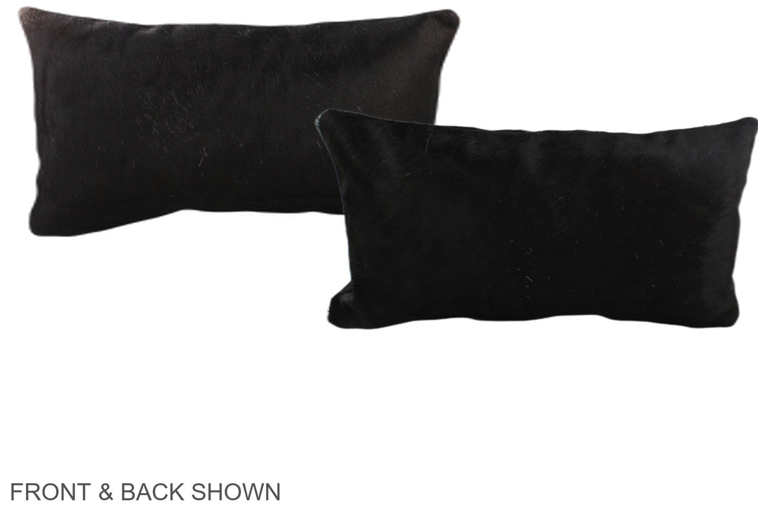 Solid Black 12"x22" Brazilian Cowhide Pillow #A38547 by Hudson Hides