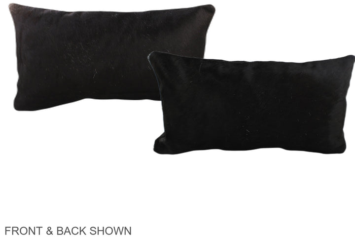 Solid Black 12"x22" Brazilian Cowhide Pillow #A38547 by Hudson Hides