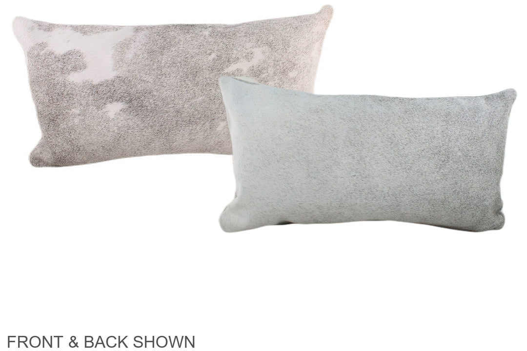 Grey with White 12"x22" Brazilian Cowhide Pillow #A38552 by Hudson Hid
