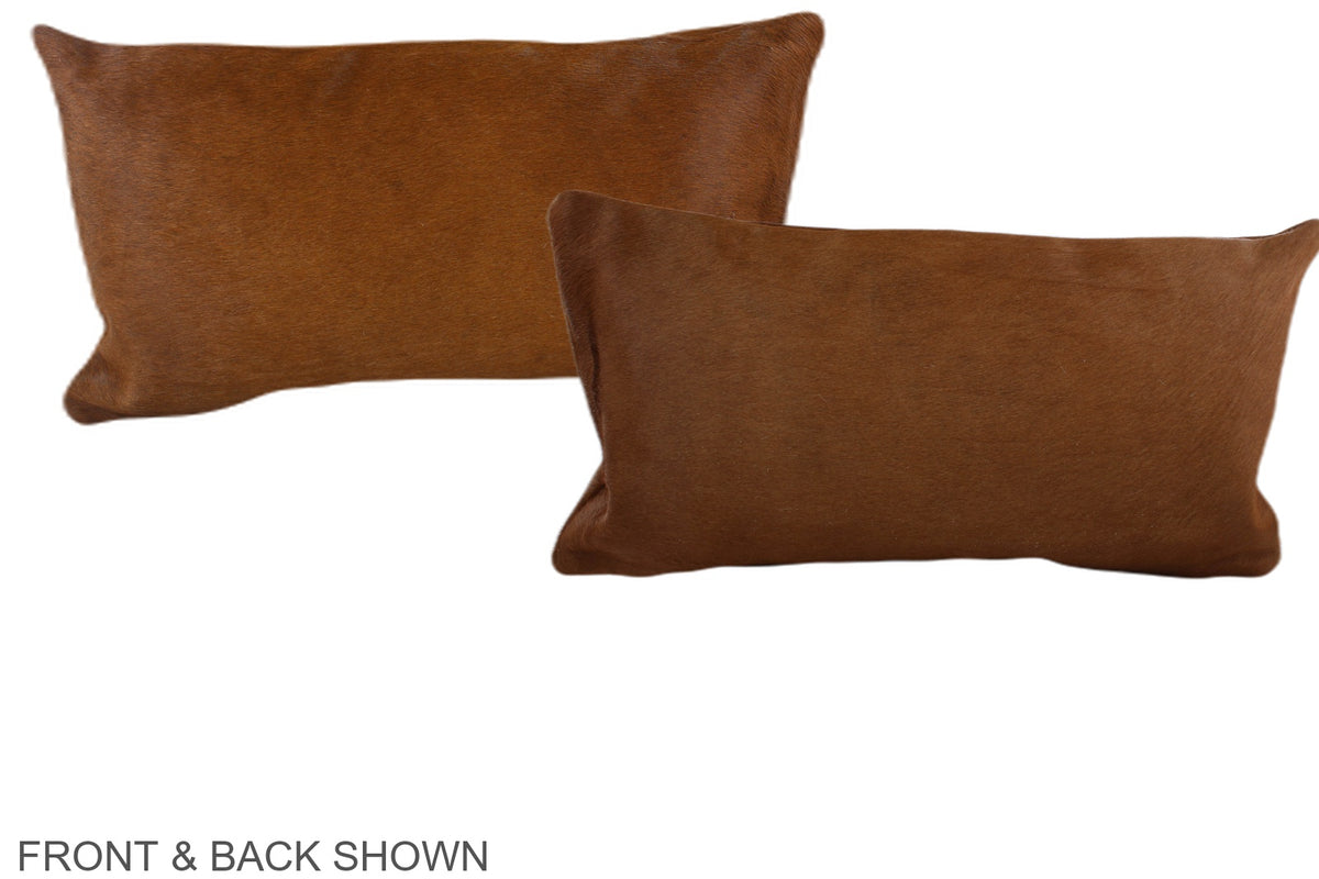 Solid Brown Cowhide Pillow #A38568