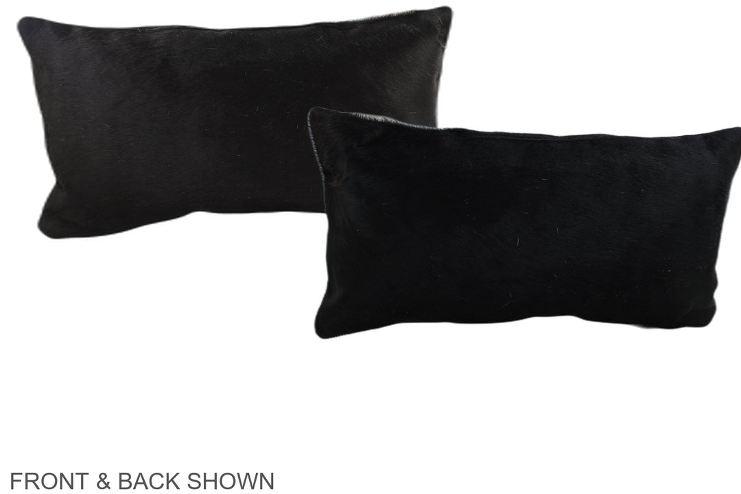 Solid Black 12"x22" Brazilian Cowhide Pillow #A38572 by Hudson Hides