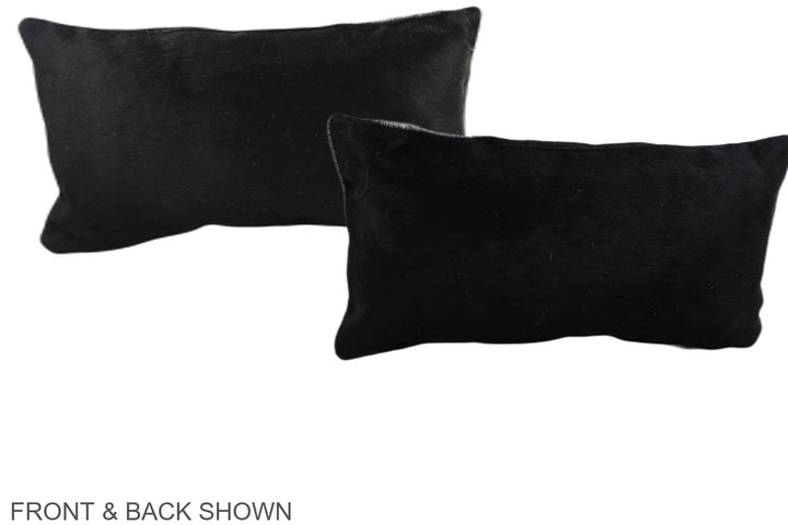 Solid Black 12"x22" Brazilian Cowhide Pillow #A38572 by Hudson Hides
